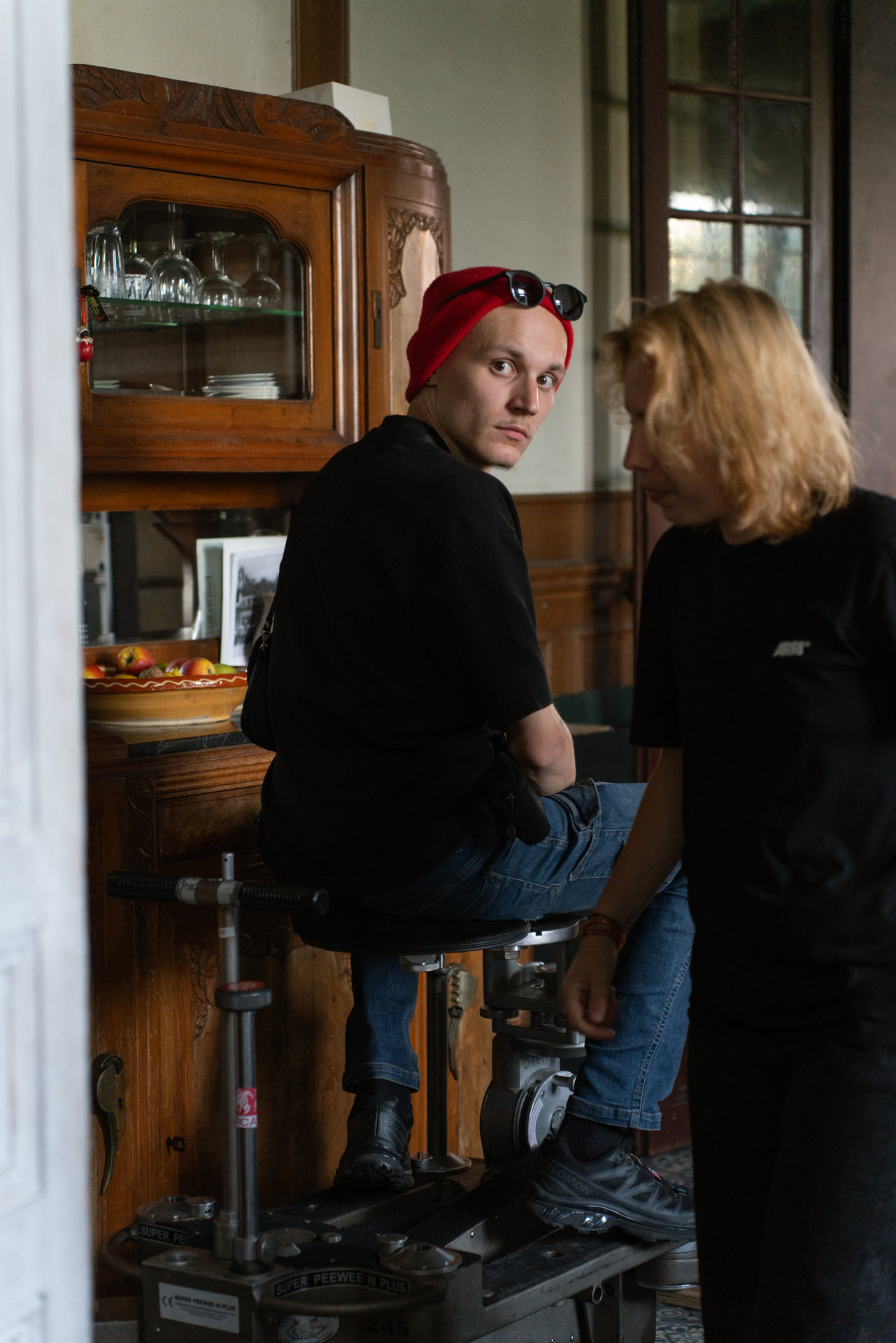 Max Decamps setting up a shot on location